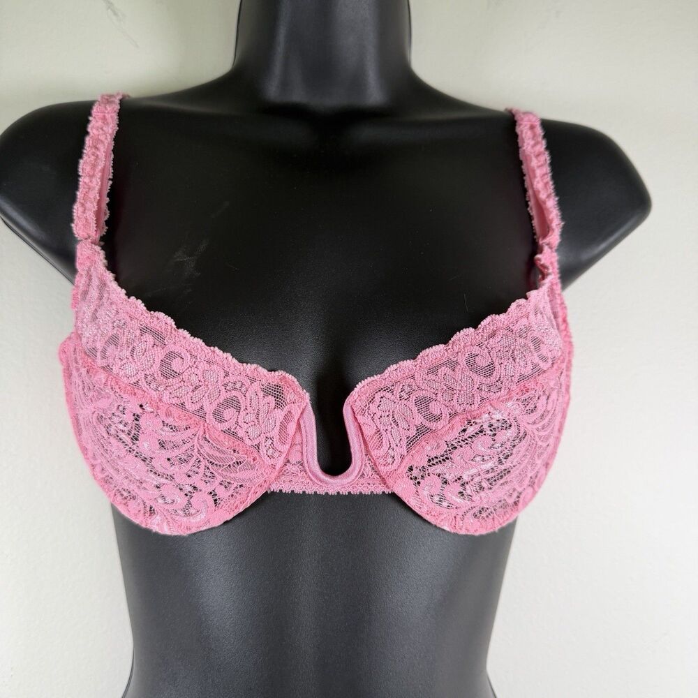 Warner's Lace Detailing Bra 34B Style 2511 Adjustable Straps Pink Vintage